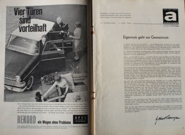 "A Automobil Kleinwagen" Gasolin-Edition Magazine 1961 (8030)
